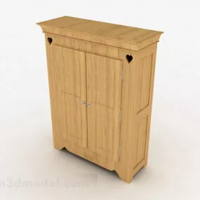 Yellow Wooden Wardrobe V1 3d model