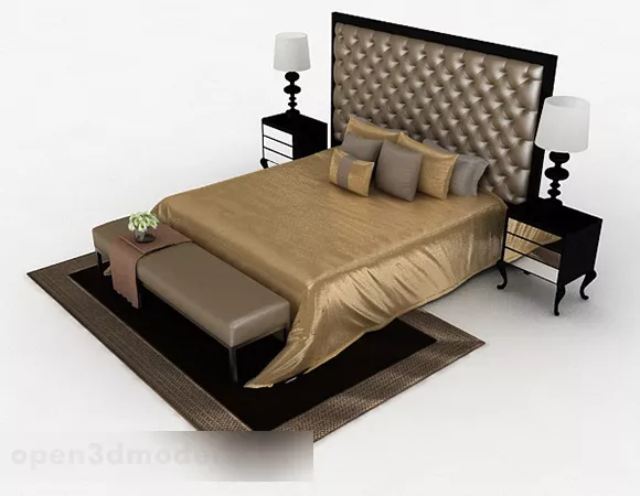 European Double Bed 3d model European Double Bed 3d model