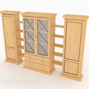 Yellow Wooden Wardrobe V2 3d model