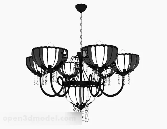 European Black Chandelier V7 3d model European Black Chandelier V7 3d model