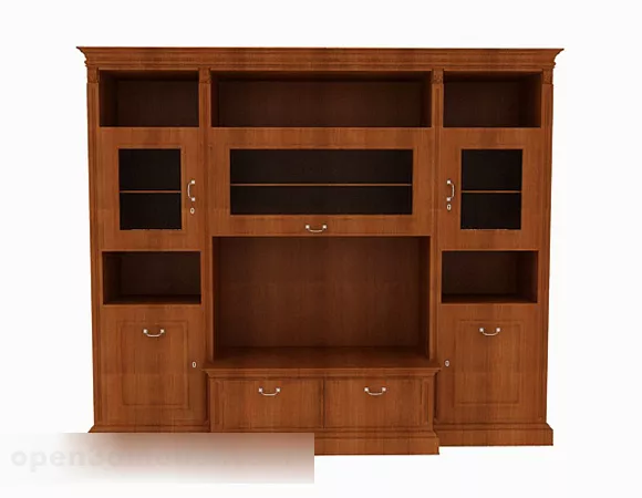 Brown Wooden Tv Cabinet V16 3d model Brown Wooden Tv Cabinet V16 3d model