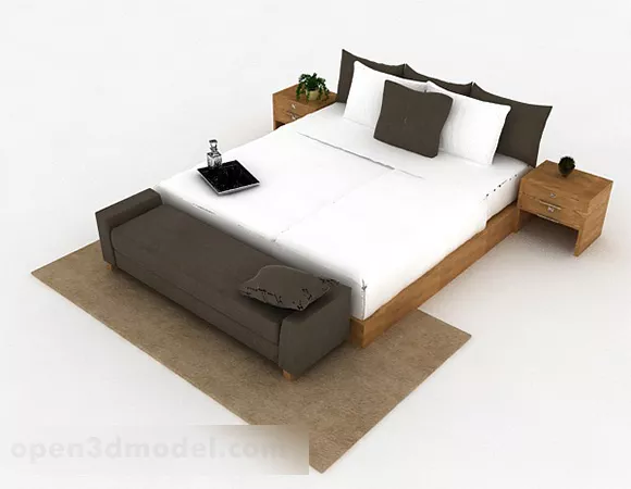 Simple Home Double Bed V1 3d model Simple Home Double Bed V1 3d model