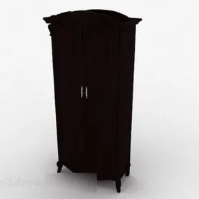 Brown Wooden Wardrobe V5 3d model