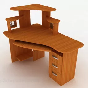 Brown Wooden Desk V6 3d model