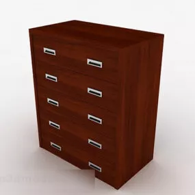 Brown Wooden Office Cabinet V3 3d model