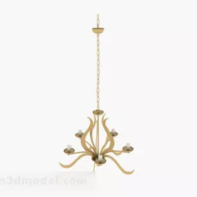 European Yellow Chandelier V1 3d model