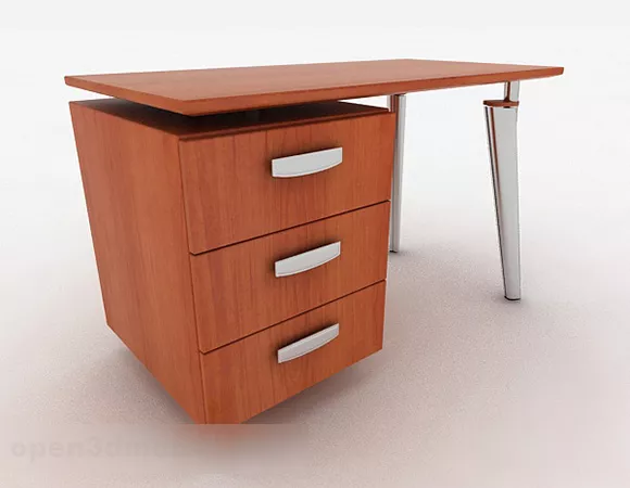 Brown Wooden Desk V7 3d model Brown Wooden Desk V7 3d model