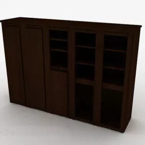 Brown Wooden Wardrobe V6 3d model