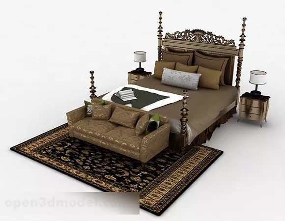European Classical Double Bed V4 3d model European Classical Double Bed V4 3d model