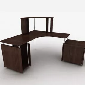 Brown Wooden Desk V8 3d model