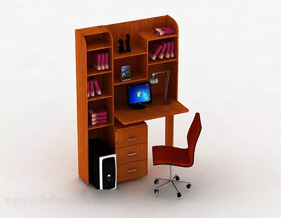 Brown Desk Cabinet V1 3d model Brown Desk Cabinet V1 3d model