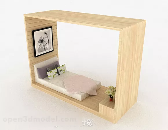 Yellow Wooden Single Bed V1 3d model Yellow Wooden Single Bed V1 3d model