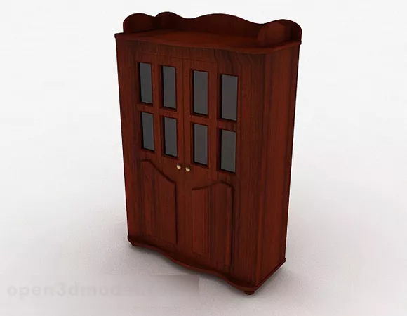 Black Wardrobe With Mirror 3d model