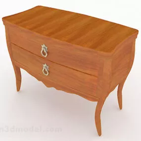 Brown Wooden Bedside Table V6 3d model