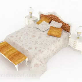 European Style Home Double Bed V2 3d model