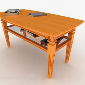 Yellow Wooden Desk V1 3d model