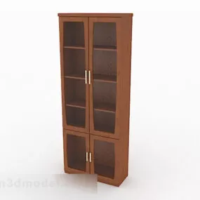 Brown Wooden Bookcase V5 3d model