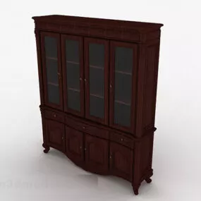 New Chinese Style Wooden Bookcase 3d model