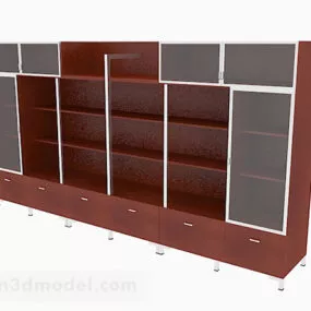 Brown Wooden Bookcase V6 3d model