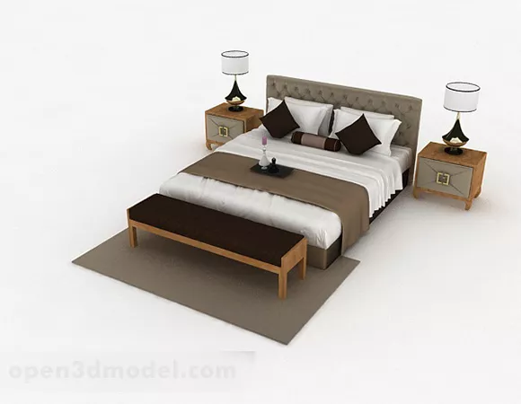 European Style Home Double Bed V3 3d model European Style Home Double Bed V3 3d model