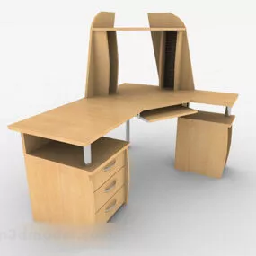 Yellow Wooden Desk V2 3d model