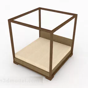Simple Wooden Double Bed V2 3d model