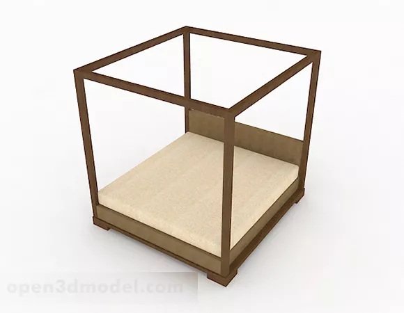 Simple Wooden Double Bed V2 3d model Simple Wooden Double Bed V2 3d model
