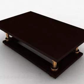 Brown Wooden Coffee Table V11 3d model