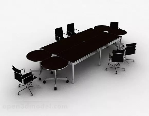 Conference Room Set With Table And Chairs 3d model