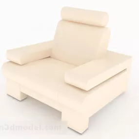 White Minimalist Single Sofa V2 3d model