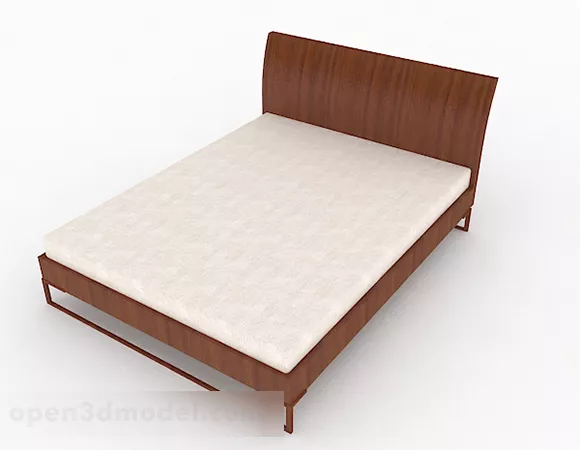 Simple Wooden Double Bed V3 3d model Simple Wooden Double Bed V3 3d model