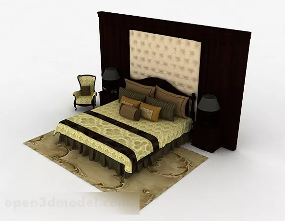 European Style Home Double Bed V4 3d model European Style Home Double Bed V4 3d model