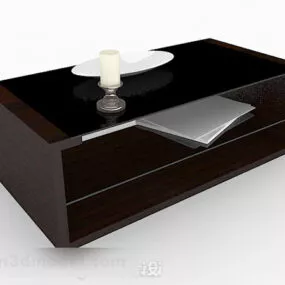Brown Wooden Coffee Table V13 3d model