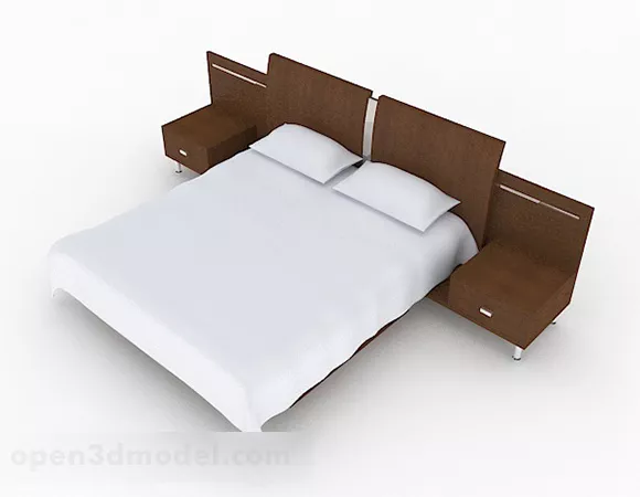 Wooden Simple Double Bed V1 3d model Wooden Simple Double Bed V1 3d model