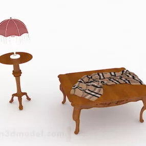Brown Wooden Coffee Table V14 3d model