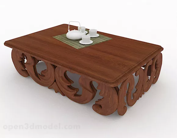 Brown Wooden Coffee Table V15 3d model Brown Wooden Coffee Table V15 3d model