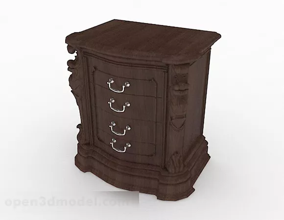 Brown Wooden Bedside Table V8 3d model Brown Wooden Bedside Table V8 3d model