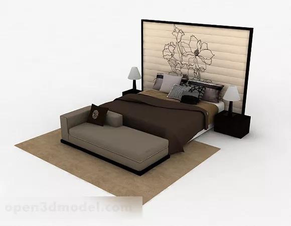 Brown Home Double Bed V5 3d model Brown Home Double Bed V5 3d model