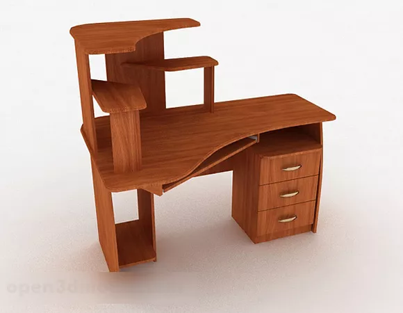 Brown Wooden Desk V10 3d model Brown Wooden Desk V10 3d model