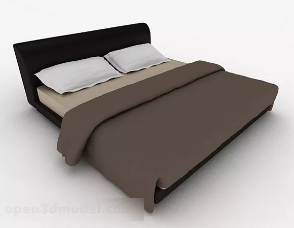 Brown Double Bed Furniture 3d model Brown Double Bed Furniture 3d model