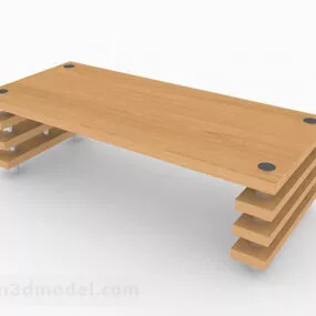 Yellow Wooden Dining Table V1 3d model