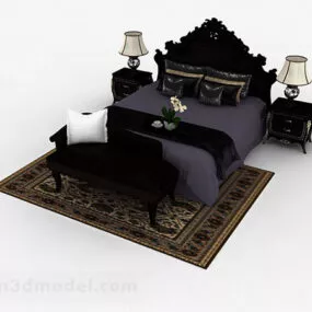 European Classical Double Bed V6 3d model