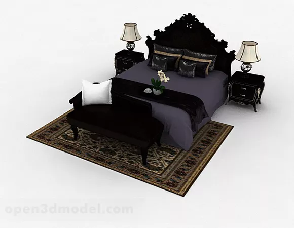 European Classical Double Bed V6 3d model European Classical Double Bed V6 3d model