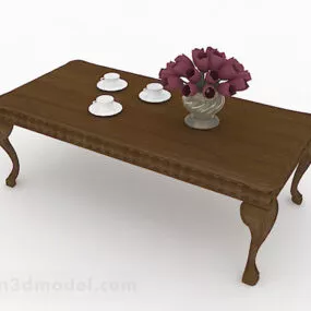 Wooden Brown Coffee Table V1 3d model