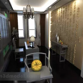 Chinese Study Room Interior 3d model