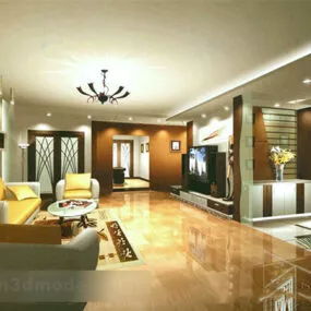 Modern Living Room Furniture Interior V4 3d model