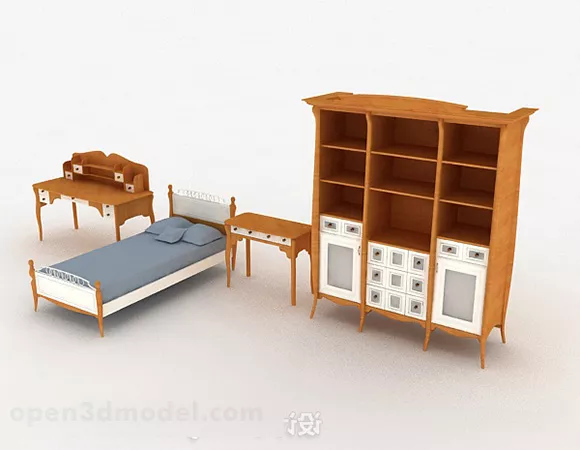 Single Bed With Cabinet 3d model Single Bed With Cabinet 3d model