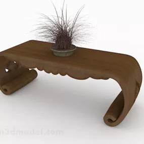 Chinese Wooden Tea Table Design 3d model