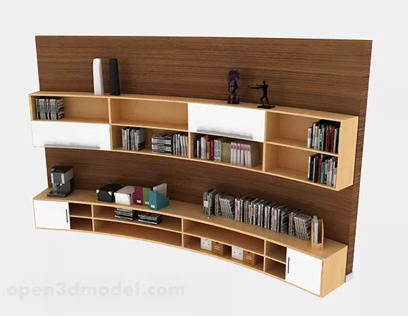 Simple Wooden Bookcase Design 3d model Simple Wooden Bookcase Design 3d model