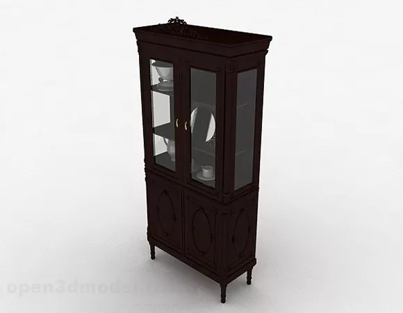 Brown Wooden Display Cabinet Design 3d model Brown Wooden Display Cabinet Design 3d model
